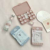 Estuche para lentes de contacto de colores con forma de gato pintado a mano